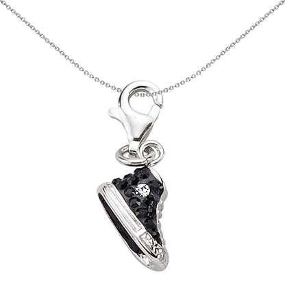 Sterling Silver  Black Crystal High Top Sneaker Boots Link Charm - CM135