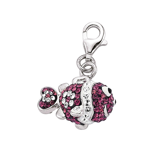 Sterling Silver  Multi Coloured Crystal Link Charm - CM159