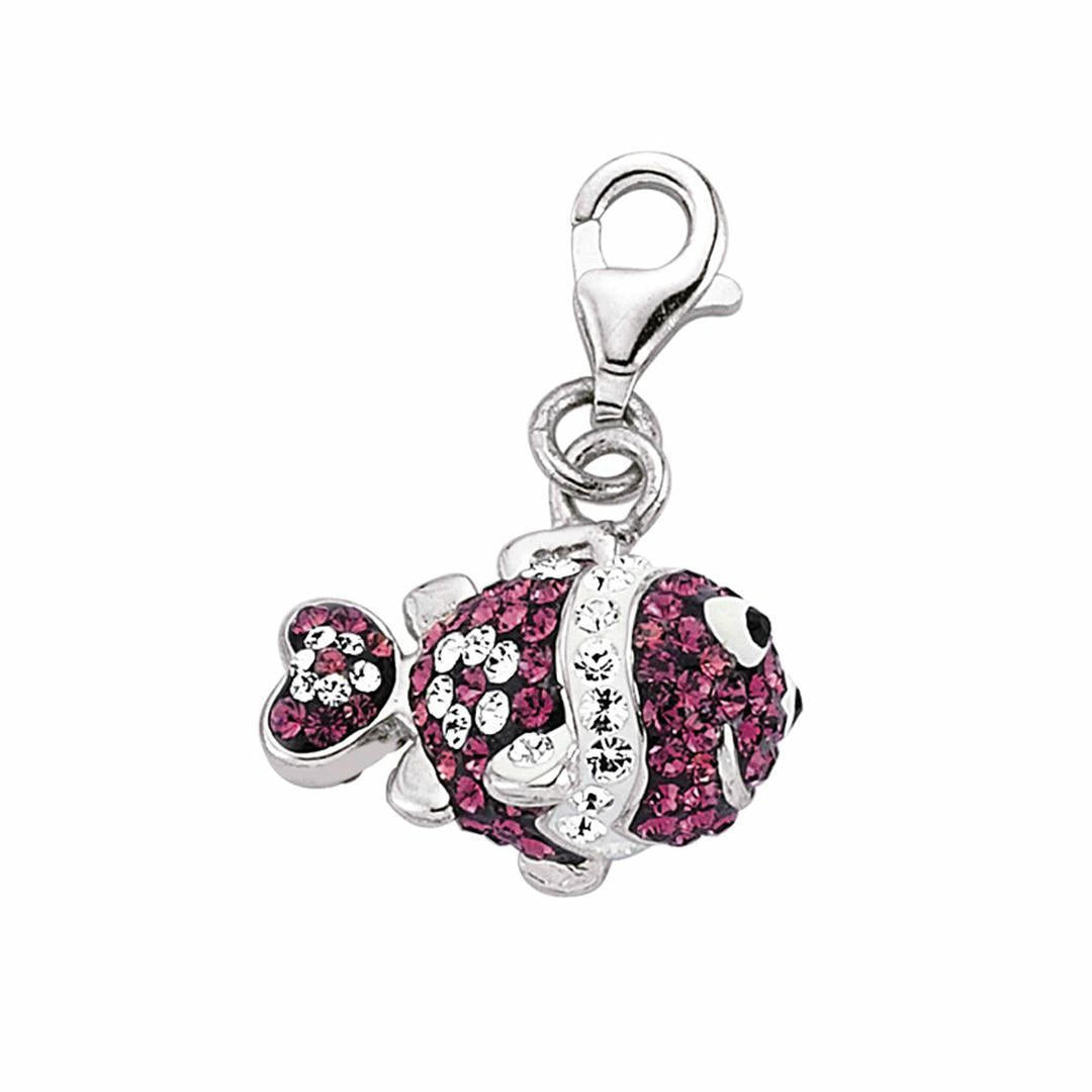 Sterling Silver  Multi Coloured Crystal Link Charm - CM159