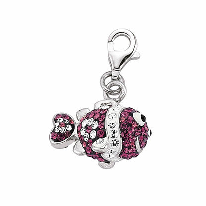 Sterling Silver  Multi Coloured Crystal Link Charm - CM159