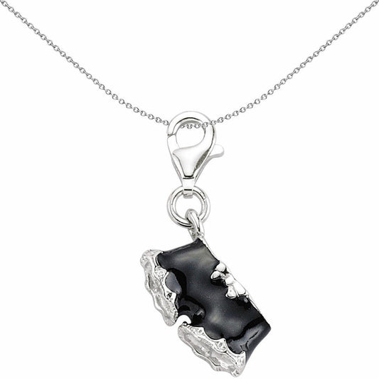 Sterling Silver  Black Enamel French Underwear Link Charm - CM164