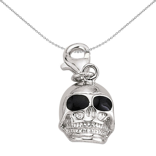 Sterling Silver  Black Enamel Ghost Skull Link Charm - CM171