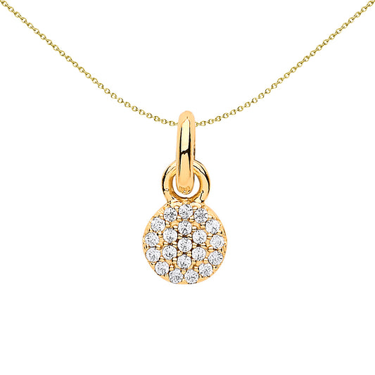 Gold-plated Sterling Silver  CZ Pave Disc Link Charm - CM202