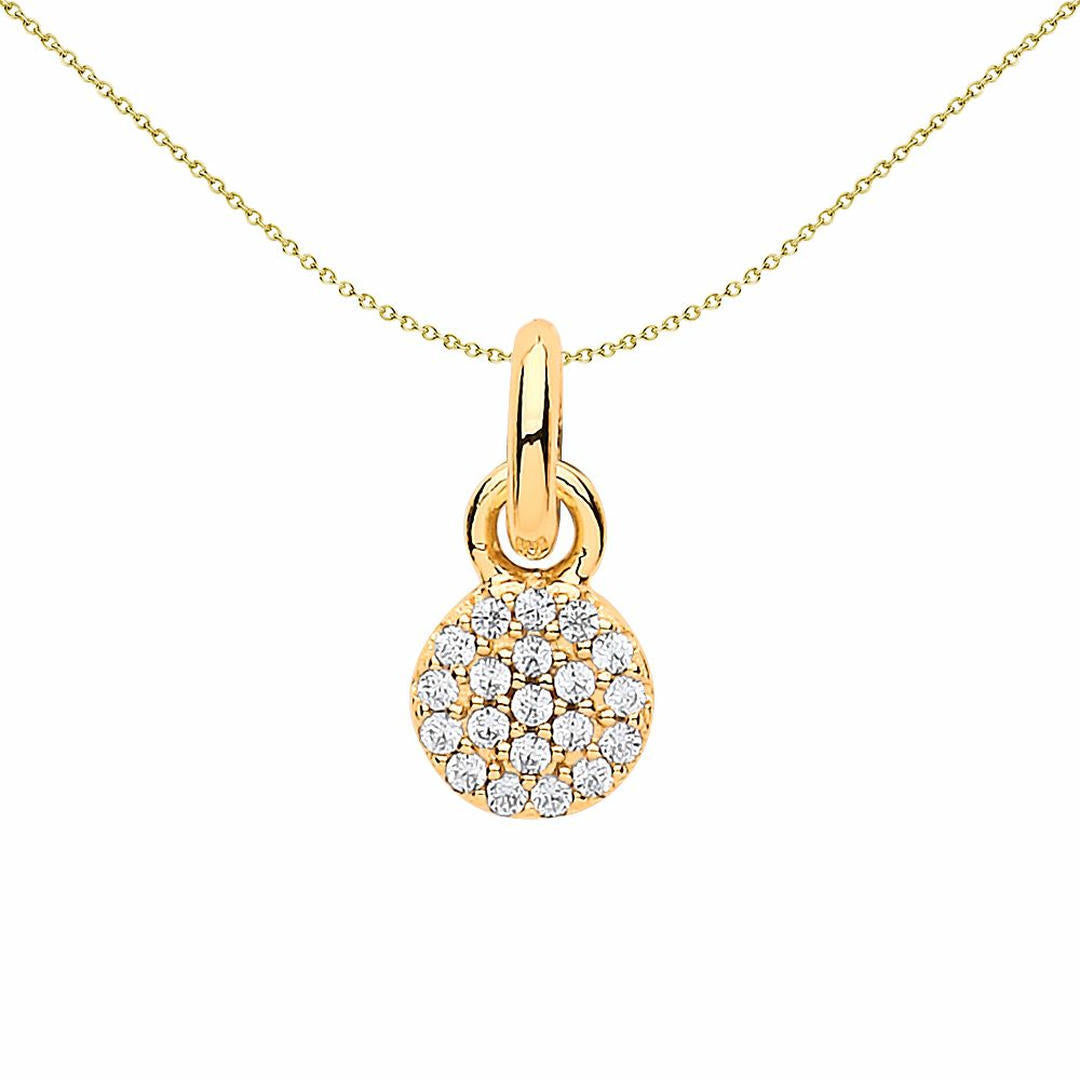 Gold-plated Sterling Silver  CZ Pave Disc Link Charm - CM202