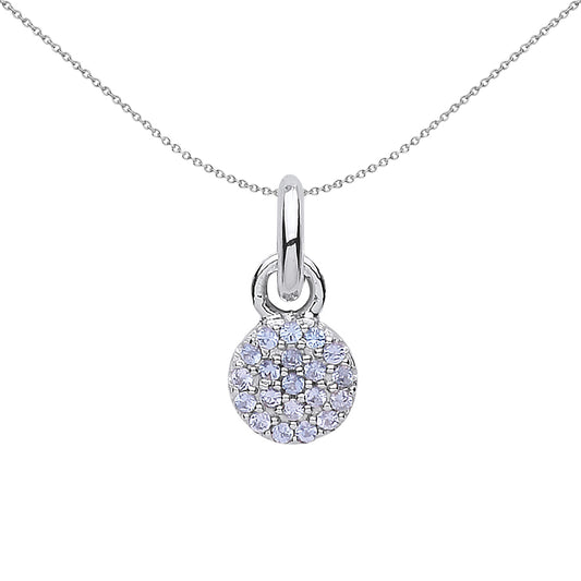 Sterling Silver  Lilac CZ Pave Disc Link Charm - CM203