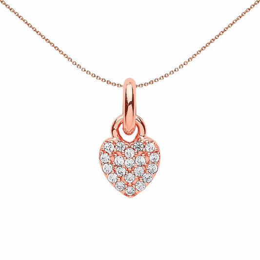 Rose-plated Sterling Silver  Crystal Love Heart Link Charm - CM204