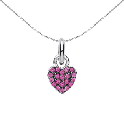 Black Rhodium Sterling Silver  Pink Crystal Love Heart Link Charm - CM205