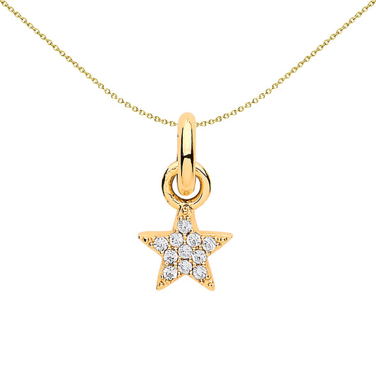 Gold-plated Sterling Silver  Crystal Lucky Star Link Charm - CM206