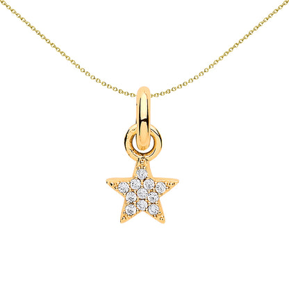 Gold-plated Sterling Silver  Crystal Lucky Star Link Charm - CM206