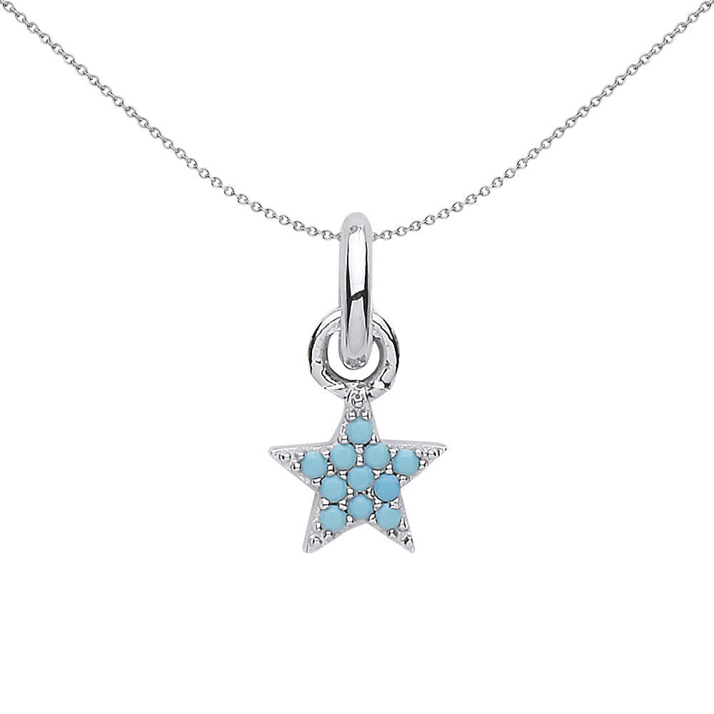 Sterling Silver  Turquoise Lucky Star Link Charm - CM207