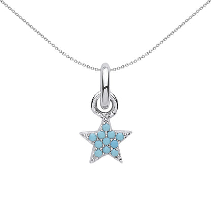 Sterling Silver  Turquoise Lucky Star Link Charm - CM207