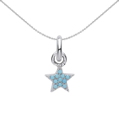 Sterling Silver  Turquoise Lucky Star Link Charm - CM207