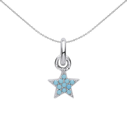 Sterling Silver  Turquoise Lucky Star Link Charm - CM207