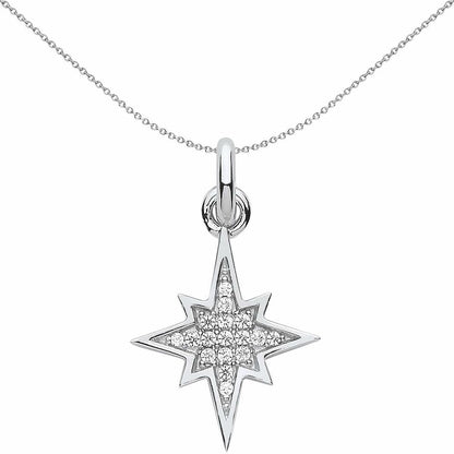 Sterling Silver  Crystal Supernova Star Link Charm - CM208