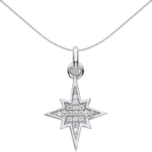 Sterling Silver  Crystal Supernova Star Link Charm - CM208