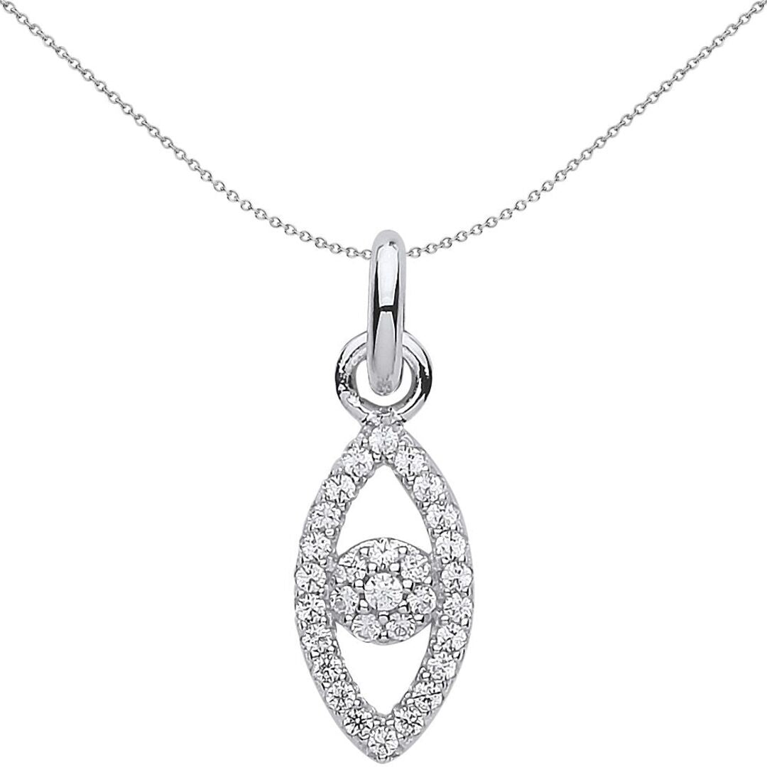 Sterling Silver  Crystal Anti Evil Eye Link Charm - CM210