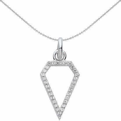 Sterling Silver  Crystal Diamond-Shape Pentagon Link Charm - CM211