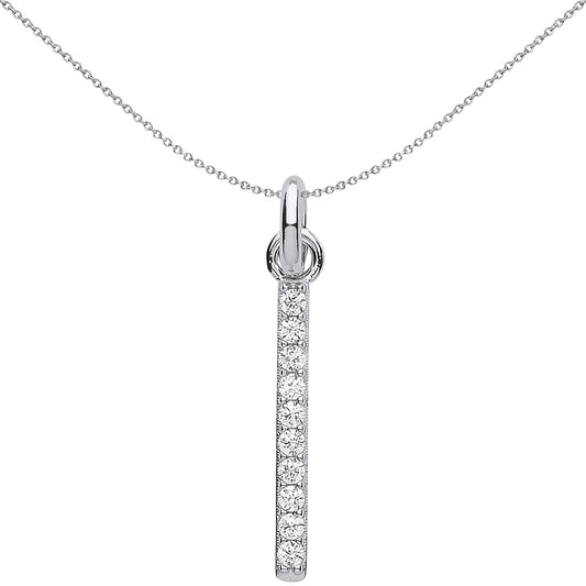 Sterling Silver  Crystal 10 Stone Column Drop Link Charm - CM212