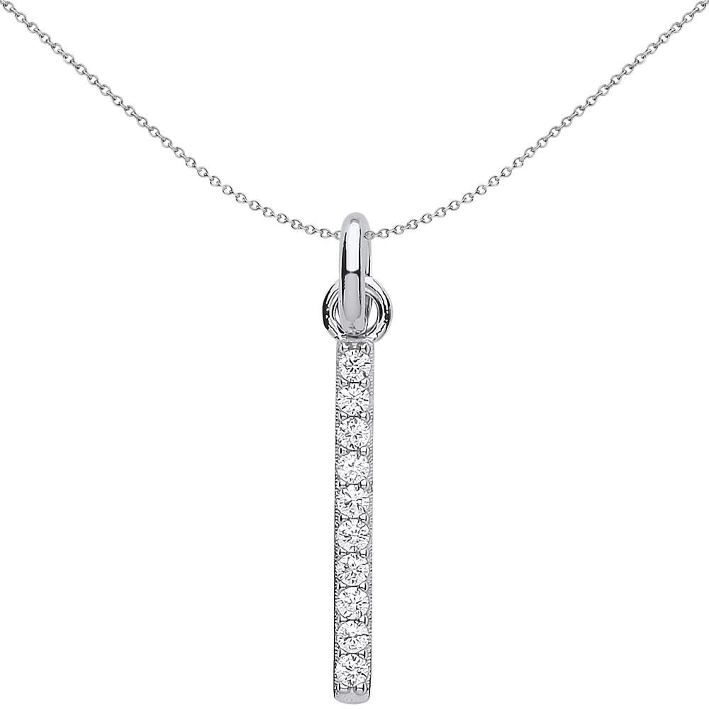 Sterling Silver  Crystal 10 Stone Column Drop Link Charm - CM212