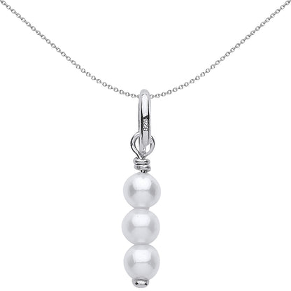 Sterling Silver  Trilogy Simulated Pearl Drop Link Charm - CM214