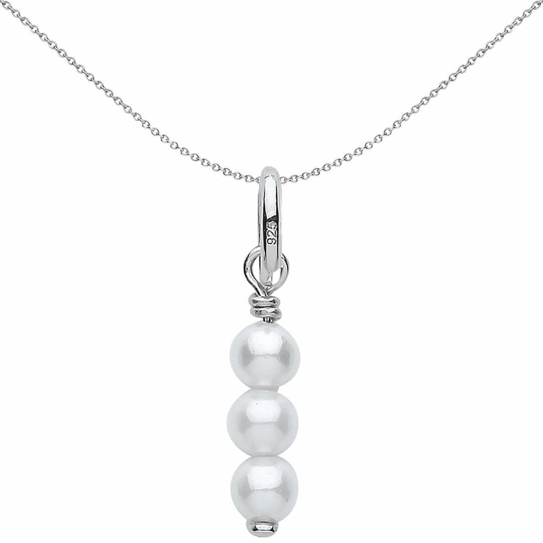 Sterling Silver  Trilogy Simulated Pearl Drop Link Charm - CM214