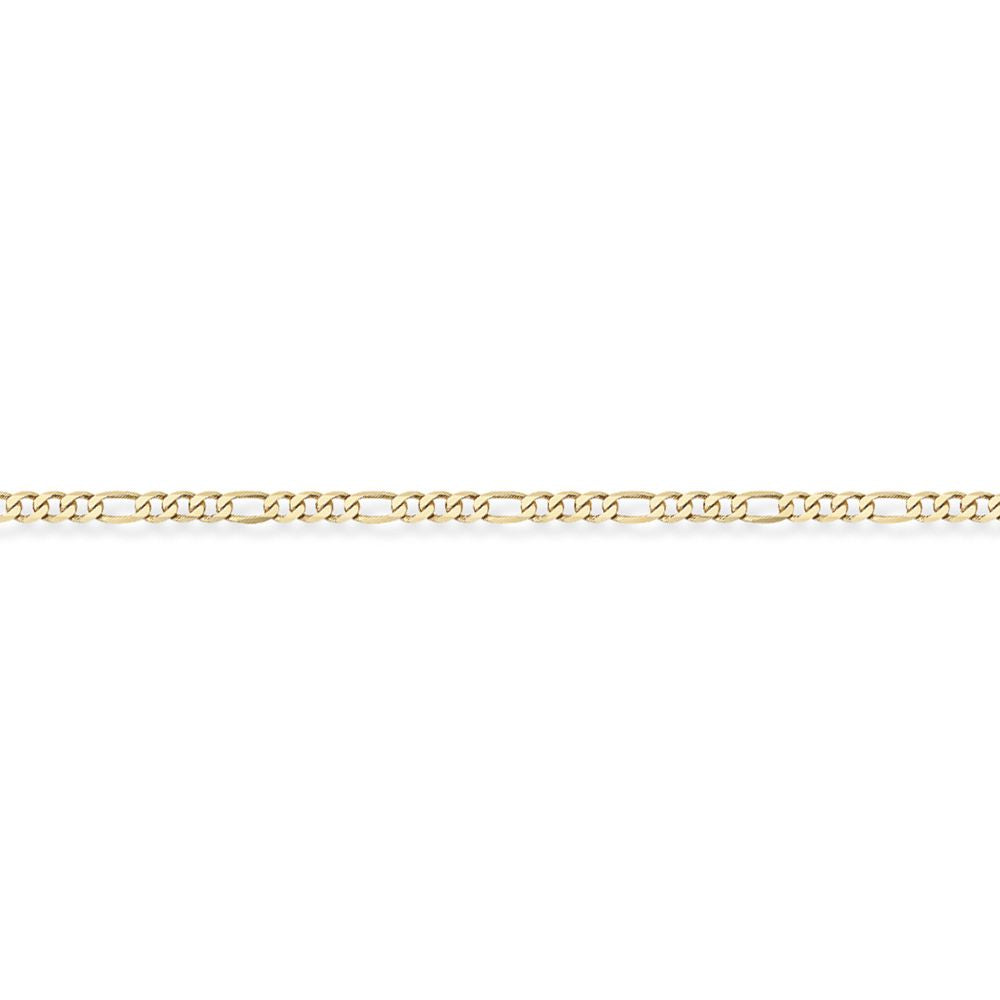 9ct Gold  3+1 Figaro Pendant Chain Anklet 2.1mm gauge 9.5 inch - CNNR02008B