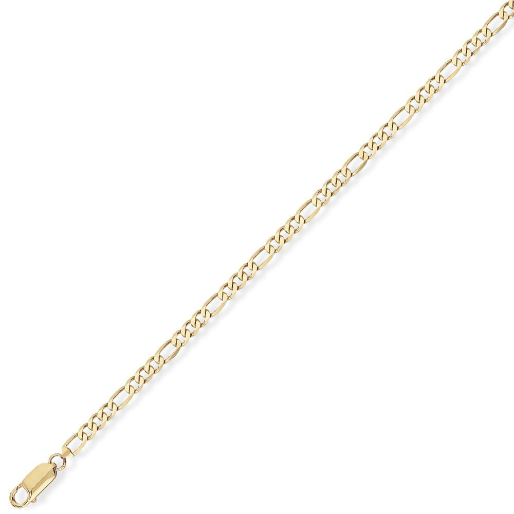 9ct Gold  3+1 Figaro Pendant Chain Necklace - 2.1mm gauge - CNNR02008B