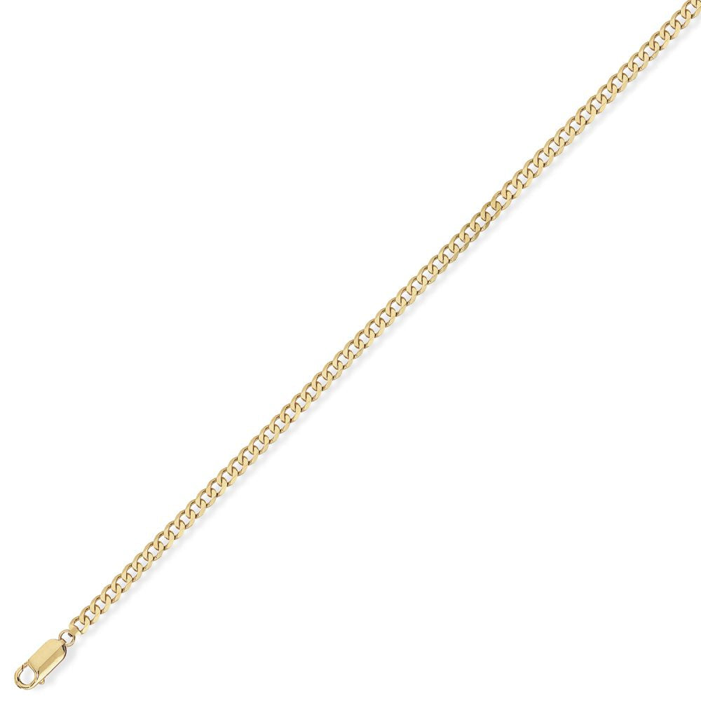 9ct Gold  Quality Curb Pendant Chain Bracelet 2mm gauge 7.25 inch - CNNR02026