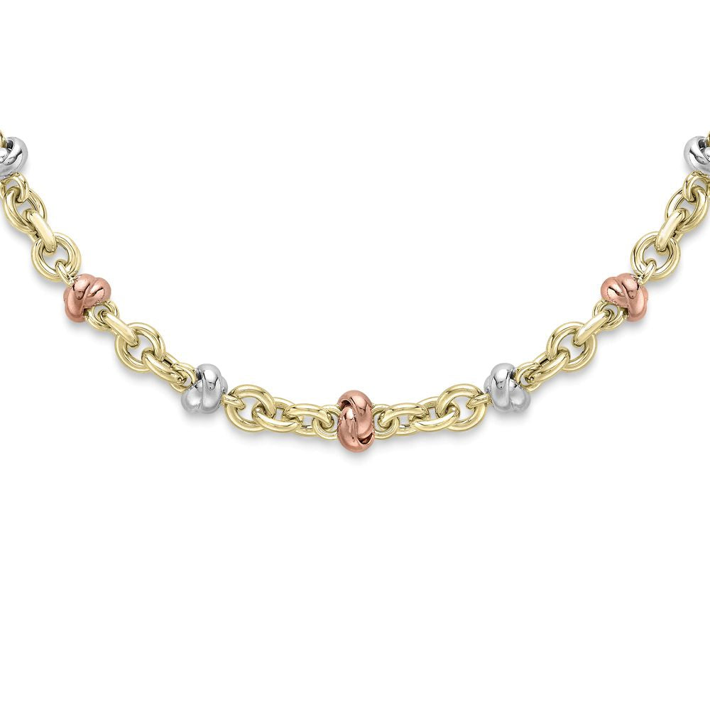 9ct Tri-Colour Gold  Knot Motif Necklace Bracelet 17" - CNNR02099