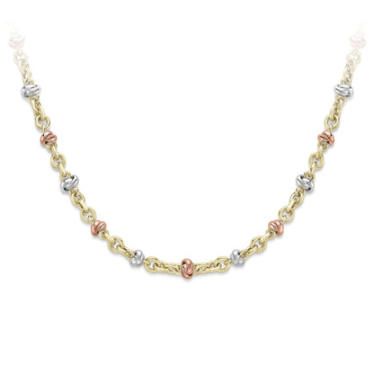 9ct Tri-Colour Gold  Knot Motif Necklace Bracelet 17" - CNNR02099