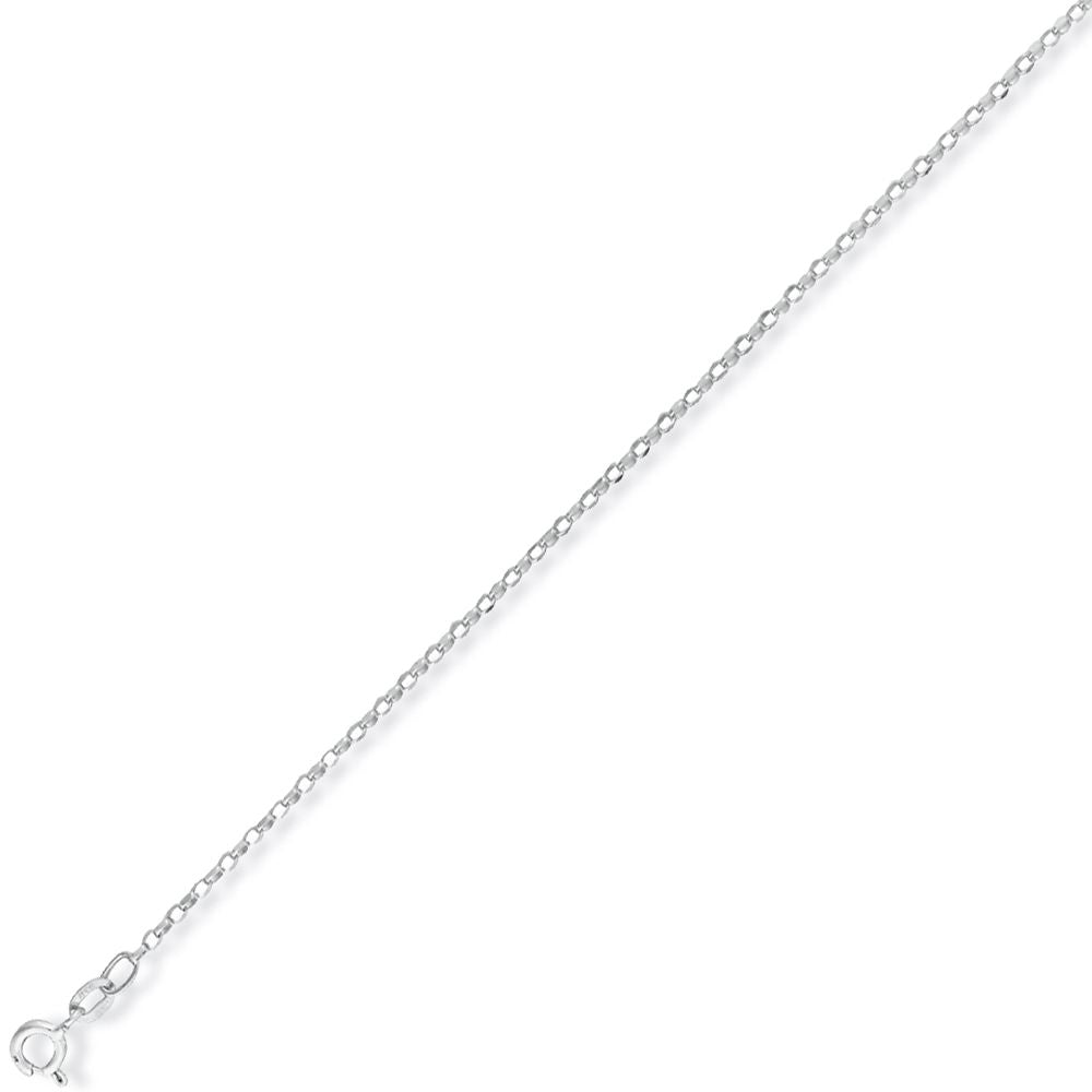 9ct White Gold  Oval Belcher Pendant Chain Necklace - 1.4mm - CNNR02740