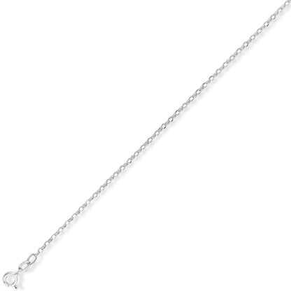 9ct White Gold  Oval Belcher Pendant Chain Necklace - 1.4mm - CNNR02740