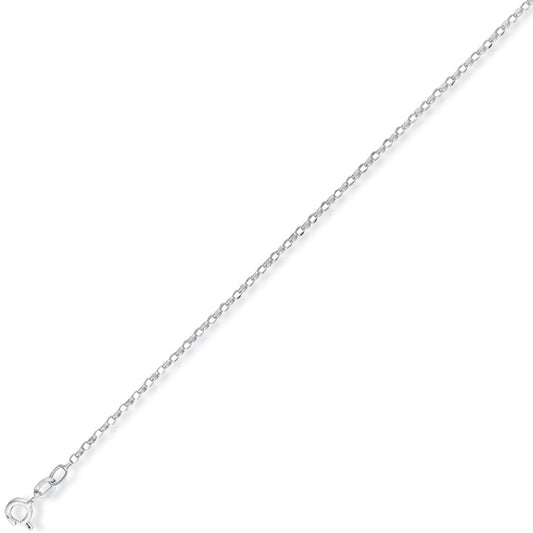 9ct White Gold  Oval Belcher Pendant Chain Necklace - 1.4mm - CNNR02740
