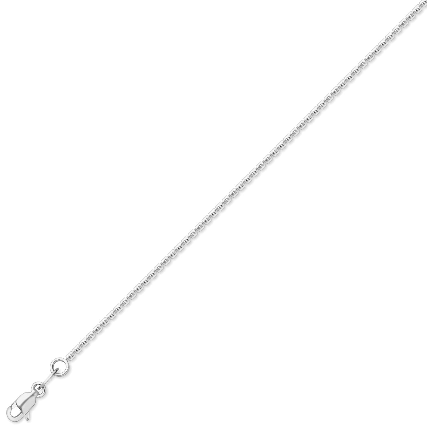 9ct White Gold  Square Edge Trace Pendant Chain Necklace 1.2mm - CNNR02755