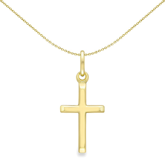 Unisex 9ct Gold  Polished Bevelled Minimalist Cross Pendant 15mm - CRNR02064