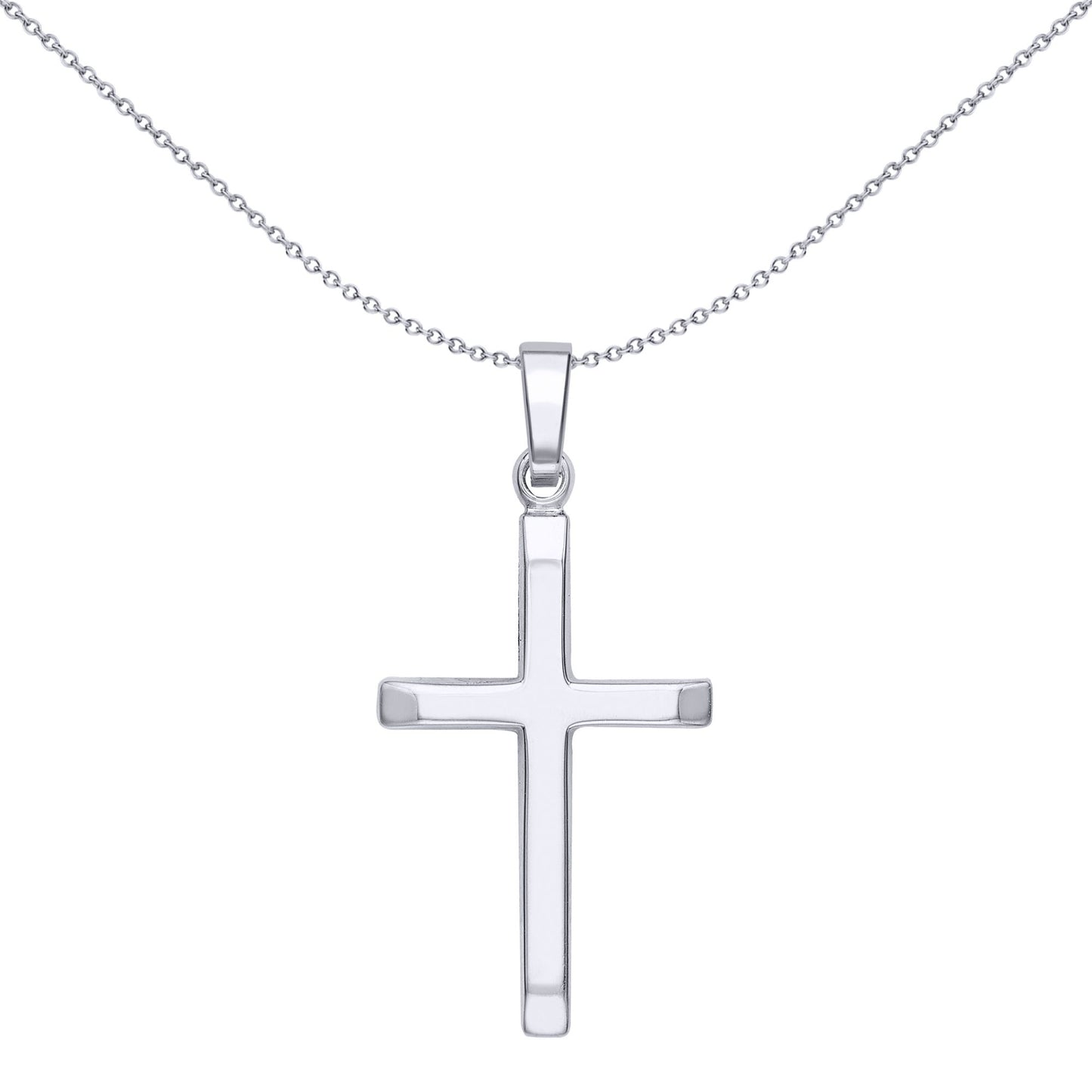 Unisex 9ct White Gold  Polished Bevelled Cross Pendant 20mm - CRNR02065