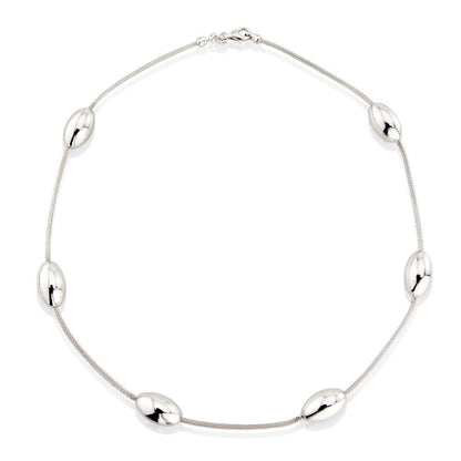 Sterling Silver  Oval Bead Egg Wheat Chain Necklace 18" 45cm - CSNR02077