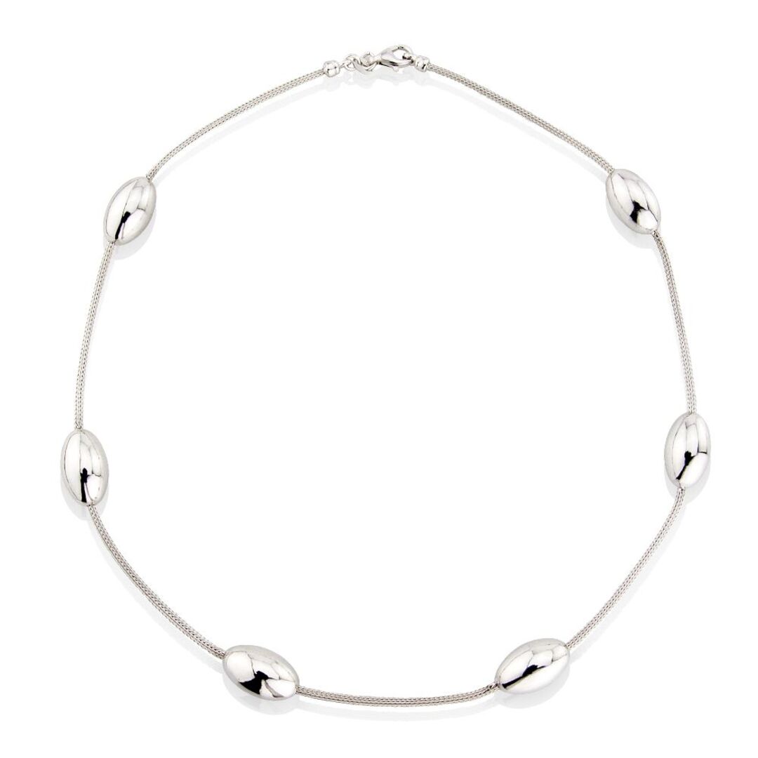 Sterling Silver  Oval Bead Egg Wheat Chain Necklace 18" 45cm - CSNR02077