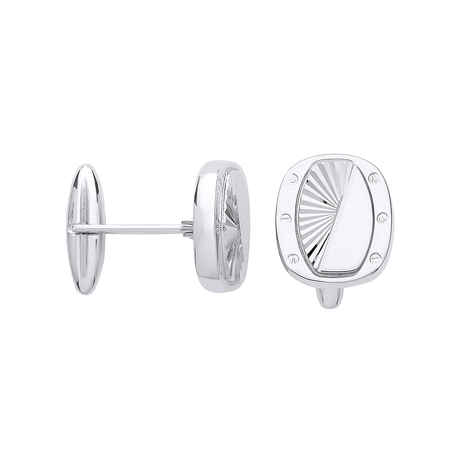 Mens Silver  Polished Sunburst Swivel Cufflinks - CUG1003