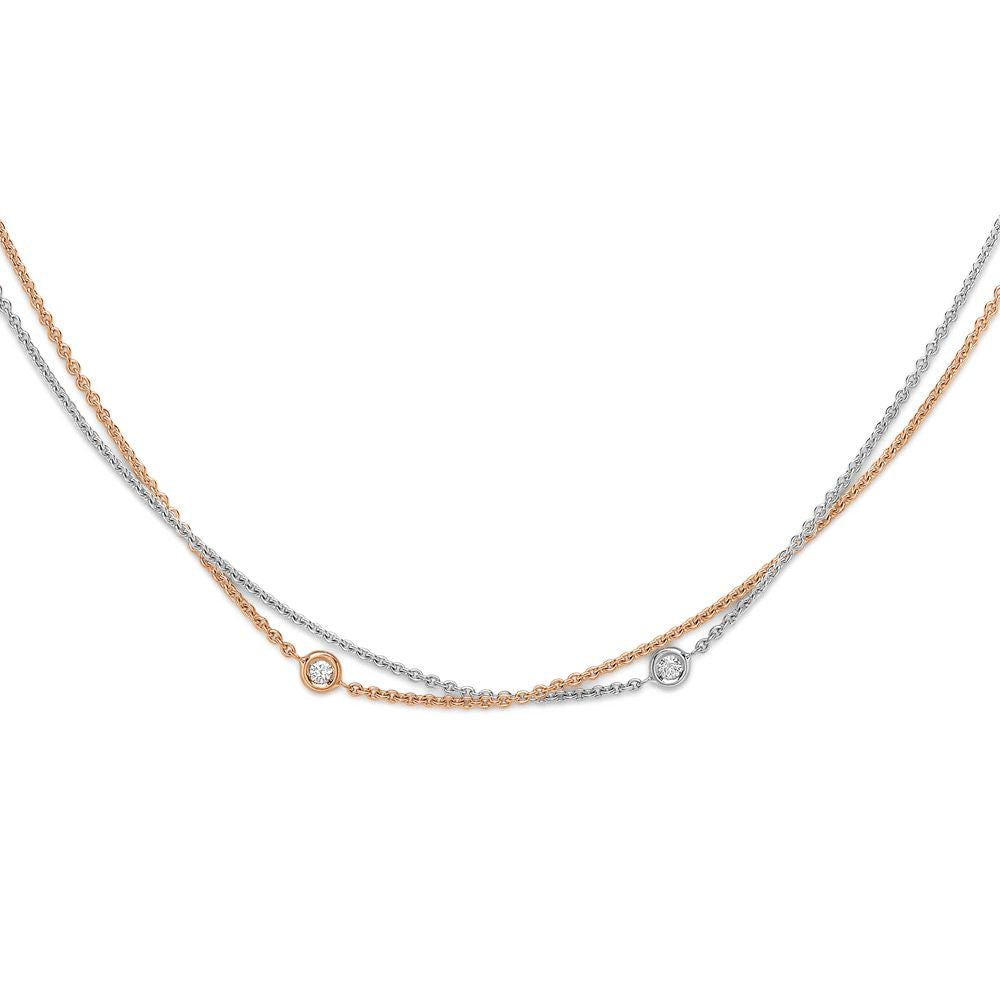 18ct 2-Colour Gold  Diamond By The Inch Donut Necklace 0.15ct - CWNR02147-17