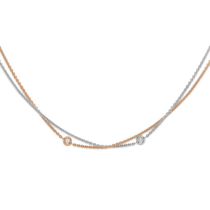 18ct 2-Colour Gold  Diamond By The Inch Donut Necklace 0.15ct - CWNR02147-17
