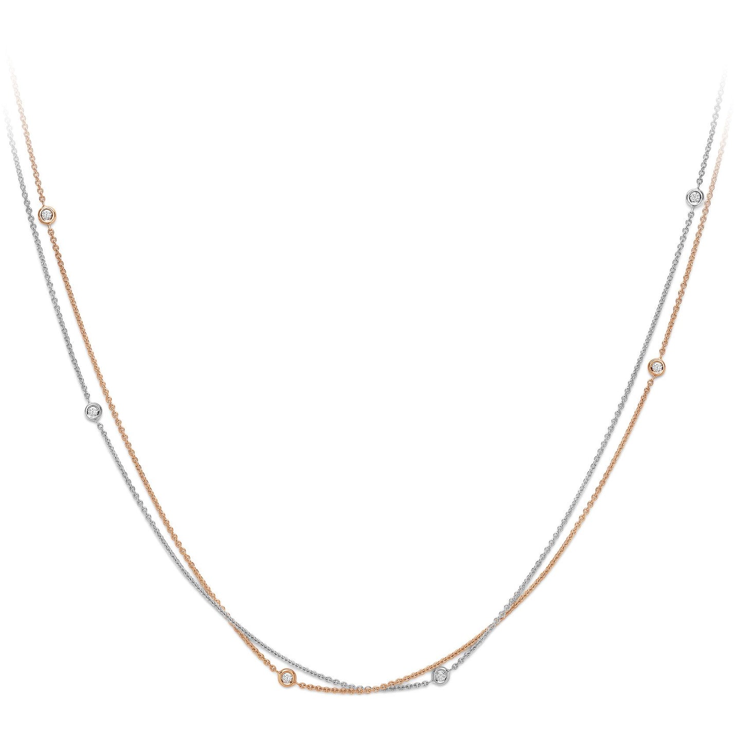 18ct 2-Colour Gold  Diamond By The Inch Donut Necklace 0.15ct - CWNR02147-17