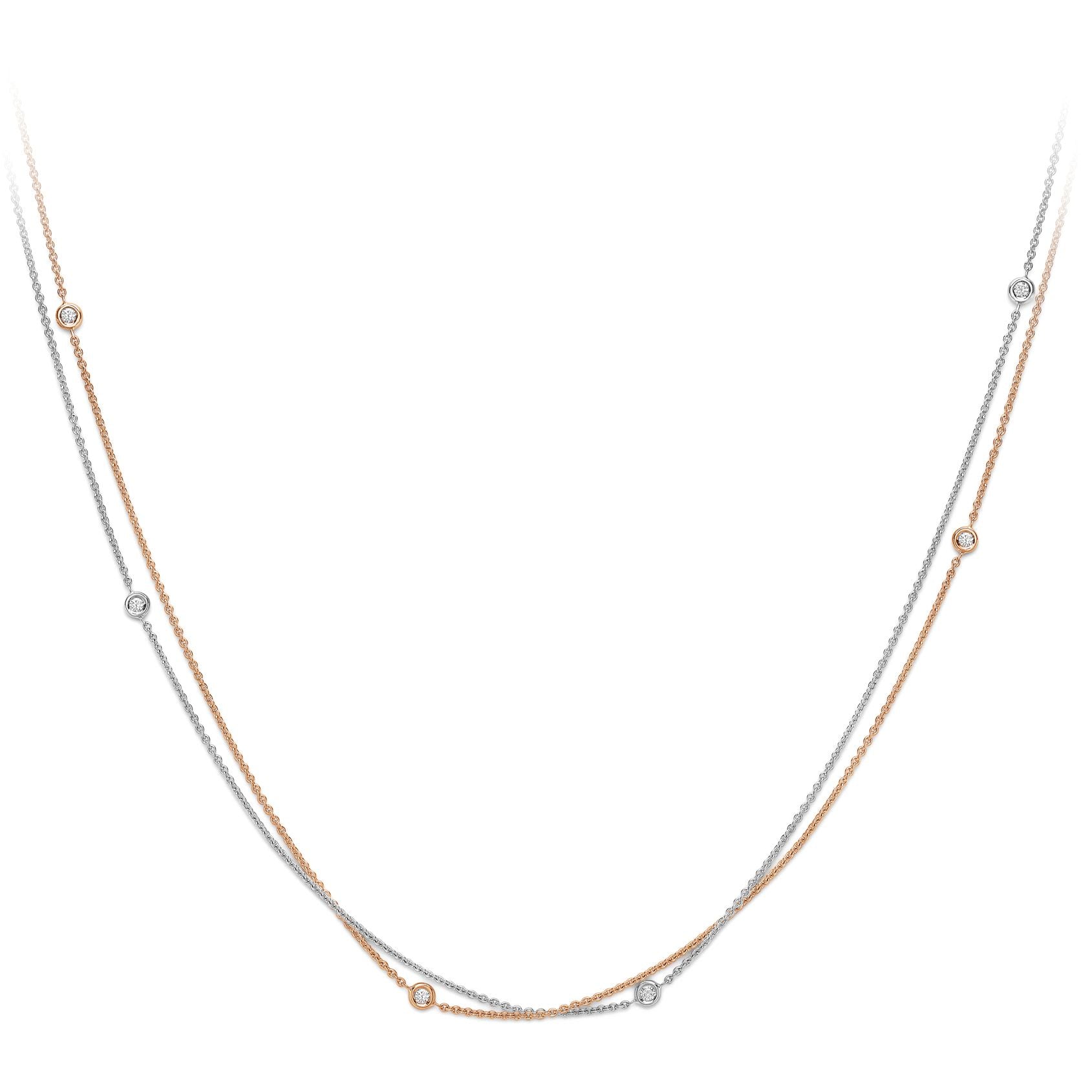 18ct 2-Colour Gold  Diamond By The Inch Donut Necklace 0.15ct - CWNR02147-17
