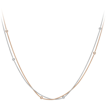 18ct 2-Colour Gold  Diamond By The Inch Donut Necklace 0.15ct - CWNR02147-17