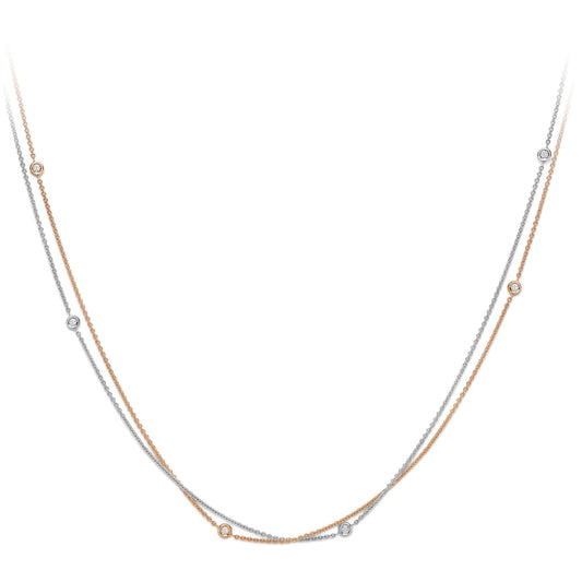 18ct 2-Colour Gold  Diamond By The Inch Donut Necklace 0.15ct - CWNR02147-17