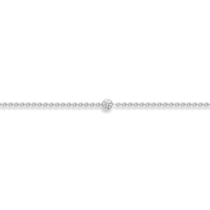 18ct White Gold  Diamond Bubble Solitaire Charm Bracelet 3mm 7.5" - CWNR02178-07