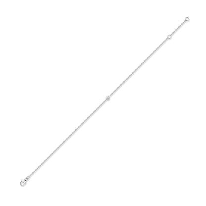 18ct White Gold  Diamond Bubble Solitaire Charm Bracelet 3mm 7.5" - CWNR02178-07