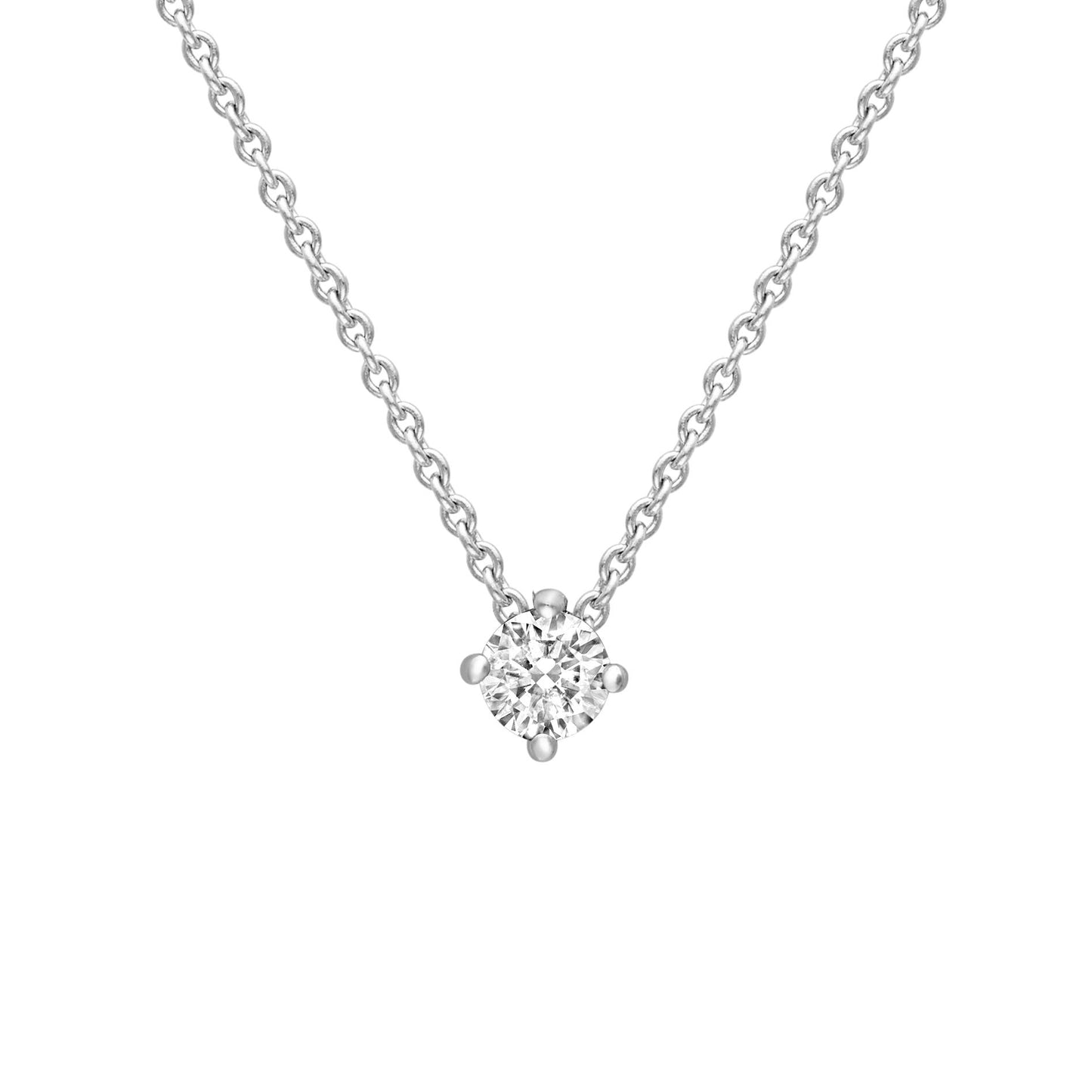 18ct White Gold  Diamond 4 Claw Solitaire Slider Necklace 3mm 18" - CWNR02188-18