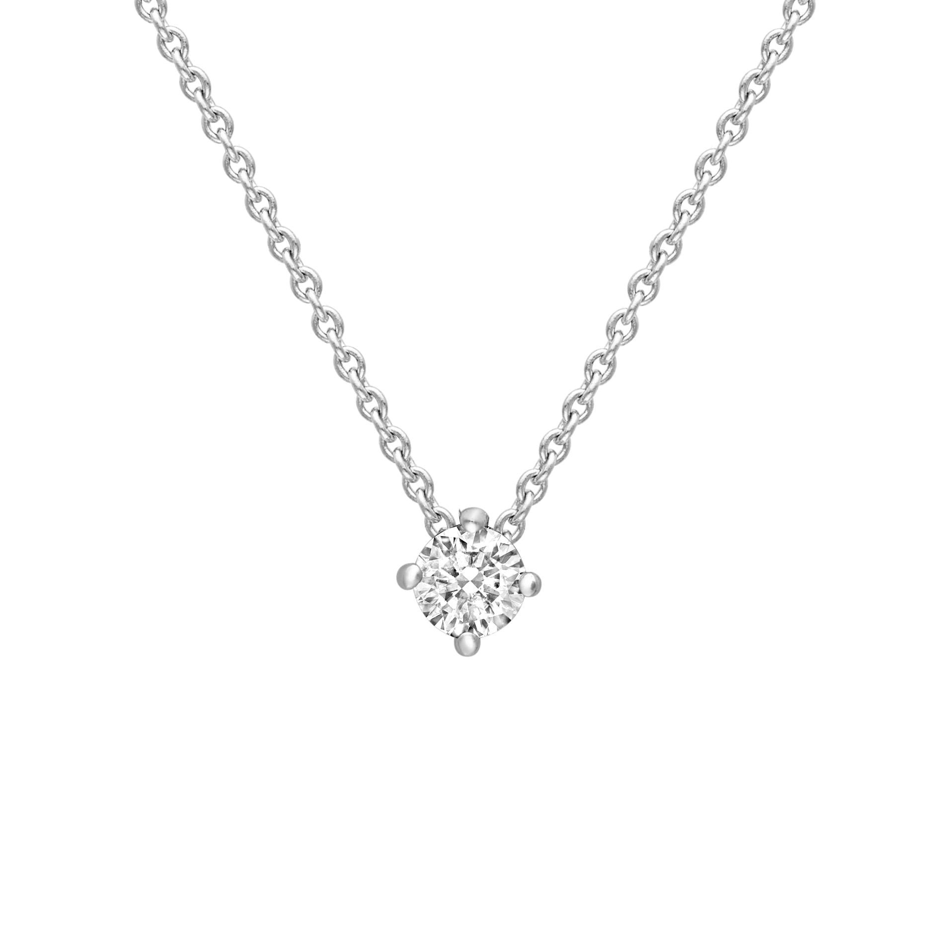 18ct White Gold  Diamond 4 Claw Solitaire Slider Necklace 3mm 18" - CWNR02188-18
