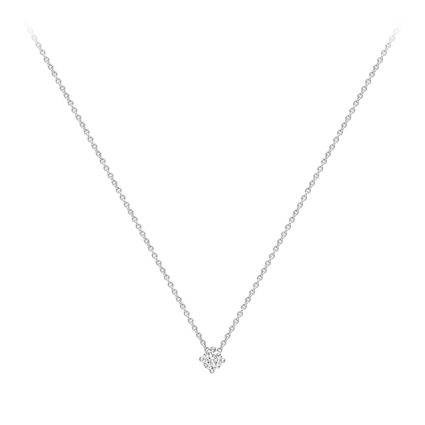 18ct White Gold  Diamond 4 Claw Solitaire Slider Necklace 3mm 18" - CWNR02188-18